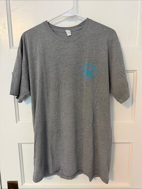 Gildan Gray Short-Sleeve Tee with Blue Chest Logo